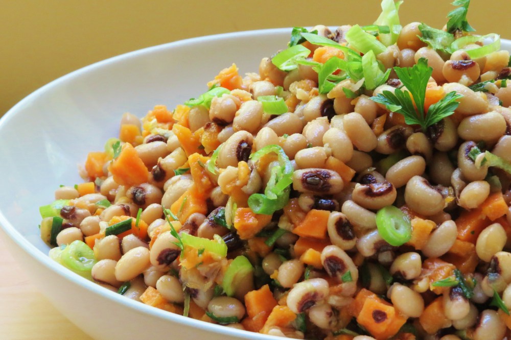 Black eyed peas and sweet potato salad